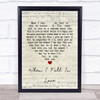 Nat King Cole When I Fall In Love Script Heart Song Lyric Framed Print