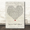 Olive You're Not Alone Script Heart Song Lyric Framed Print