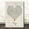 Pink Try Script Heart Song Lyric Framed Print