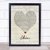 Rag'n'Bone Man Skin Script Heart Song Lyric Framed Print