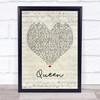 Shawn Mendes Queen Script Heart Song Lyric Framed Print