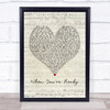 Shawn Mendes When You're Ready Script Heart Song Lyric Framed Print