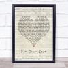 Stevie Wonder For Your Love Script Heart Song Lyric Framed Print