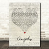 The xx Angels Script Heart Song Lyric Framed Print