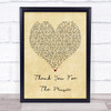 ABBA Thank You For The Music Vintage Heart Song Lyric Framed Print