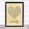 Billie Eilish and Khalid Lovely Vintage Heart Song Lyric Framed Print