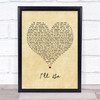 Edwin McCain I'll Be Vintage Heart Song Lyric Framed Print