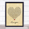 Florence + The Machine Hunger Vintage Heart Song Lyric Framed Print