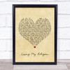 R.E.M. Losing My Religion Vintage Heart Song Lyric Framed Print