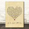 Texas So In Love With You Vintage Heart Song Lyric Framed Print