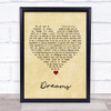 The Cranberries Dreams Vintage Heart Song Lyric Framed Print