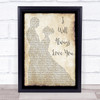 Whitney Houston I Will Always Love You Man Lady Dancing Song Lyric Quote Print