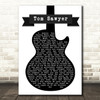 Rush Tom Sawyer Black & White Guitar Song Lyric Framed Print