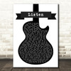 Beyonce Listen Black & White Guitar Song Lyric Print