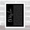 The Score Oh My Love Black Script Song Lyric Print