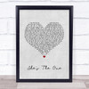 Robbie Williams She's The One Grey Heart Song Lyric Print