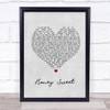 Blossoms Honey Sweet Grey Heart Song Lyric Print