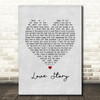 Johnny Mathis Love Story Grey Heart Song Lyric Print