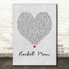 Elton John Rocket Man Grey Heart Song Lyric Print