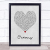 Coasts Oceans Grey Heart Song Lyric Print