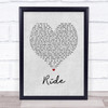 Lana Del Rey Ride Grey Heart Song Lyric Print