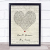 Crowded House Don't Dream It's Over Script Heart Song Lyric Print