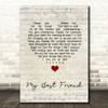 NA My Best Friend Script Heart Song Lyric Print