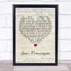 Scott McKenzie San Francisco Script Heart Song Lyric Print