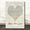 Robin S Show Me Love Script Heart Song Lyric Print