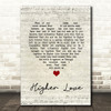 Three Legged Fox Higher Love Script Heart Song Lyric Print