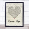 SafetySuit Never Stop Script Heart Song Lyric Print