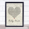 Bob Marley Only Once Script Heart Song Lyric Print