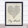 Twenty One Pilots My Blood Script Heart Song Lyric Print