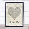 Ed Sheeran Cross Me Script Heart Song Lyric Print