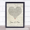 James TW You & Me Script Heart Song Lyric Print
