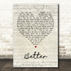 Tom Baxter Better Script Heart Song Lyric Print