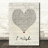 R Kelly I Wish Script Heart Song Lyric Print