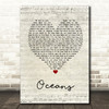 Coasts Oceans Script Heart Song Lyric Print