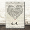 The 1975 Girls Script Heart Song Lyric Print