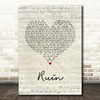 Shawn Mendes Ruin Script Heart Song Lyric Print