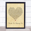 Lucy Spraggan Thanks For Choosing Me Vintage Heart Song Lyric Print