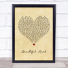 Courteeners Beautiful Head Vintage Heart Song Lyric Print