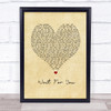 Ady Suleiman Wait For You Vintage Heart Song Lyric Print