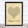 Kacey Musgraves Happy & Sad Vintage Heart Song Lyric Print