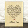 Harry Nilsson Without You Vintage Heart Song Lyric Print