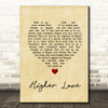 Three Legged Fox Higher Love Vintage Heart Song Lyric Print