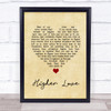 Three Legged Fox Higher Love Vintage Heart Song Lyric Print