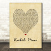 Elton John Rocket Man Vintage Heart Song Lyric Print