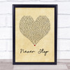 SafetySuit Never Stop Vintage Heart Song Lyric Print