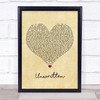 Natasha Bedingfield Unwritten Vintage Heart Song Lyric Print